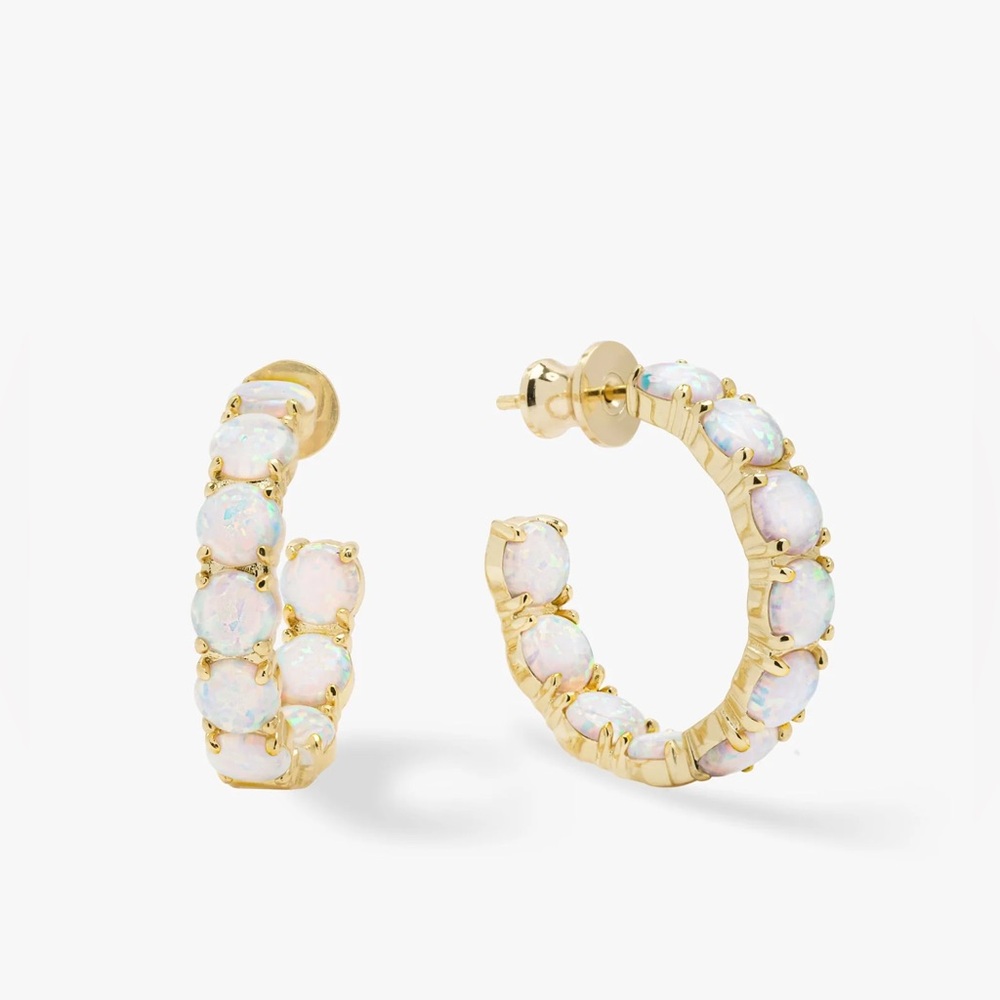 "Oh She Fancy" Hoops 1" Gold|White Opal